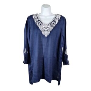SYMPLE NYC LINEN EMBROIDERED BLOUSE